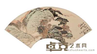 宋玉麟 1990年作 山居图 扇面 19×52cm